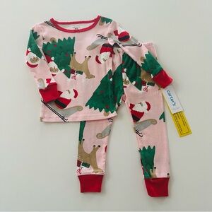 Carter’s 12 18 24 Months 3T Baby Toddler Pink Holiday Christmas Pajama Set Santa